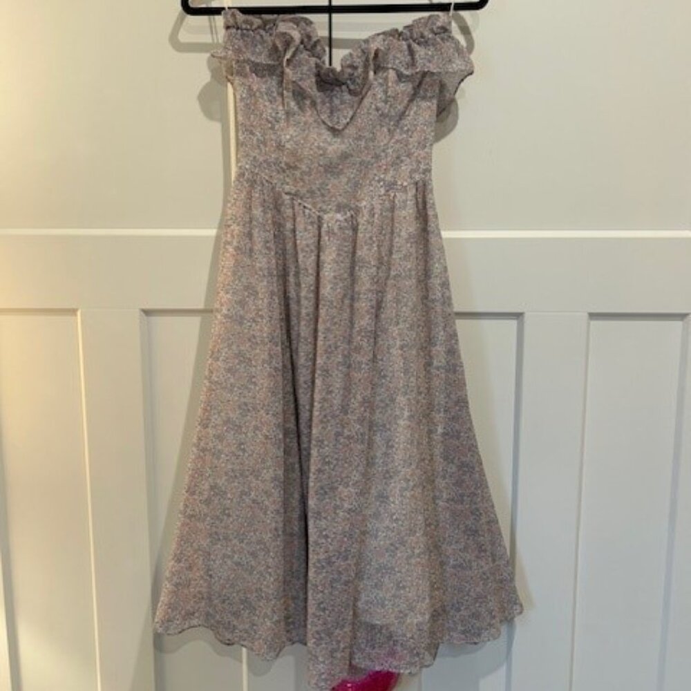 VINTAGE GUNNE SAX Strapless Floral Print Aline Dress